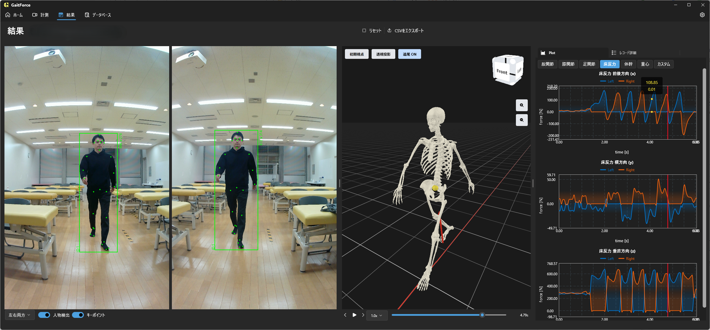 GaitForce の解析画面
